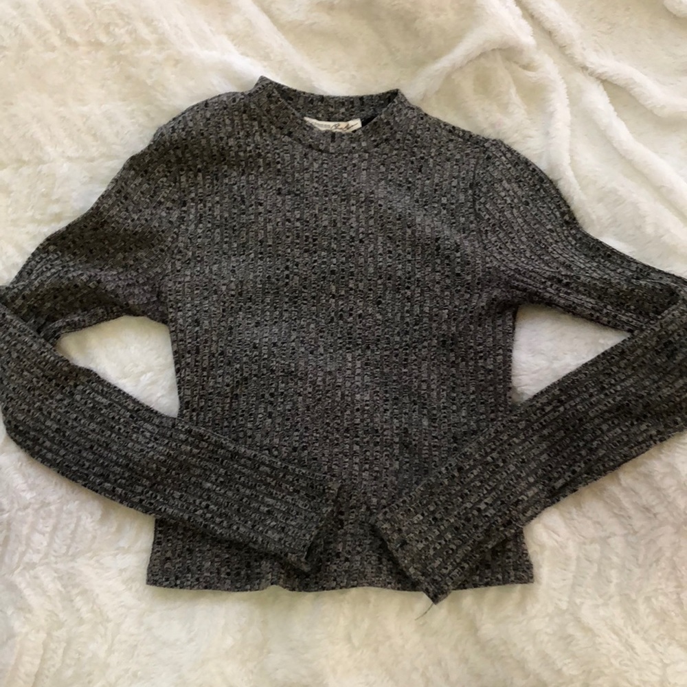 Express grey long sleeve crop top